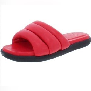 NIB Marc Fisher Yessy Leather Textured Platform Sandal in Tomato Red Sz 7